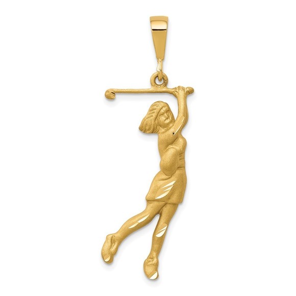 10k Yellow Gold Sports Golfer Necklace Charm Pendant